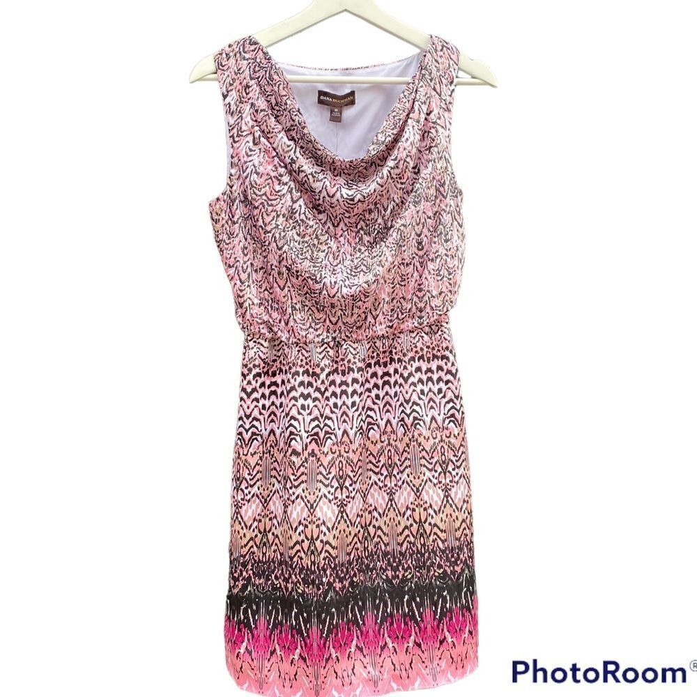 NWT Dana Buchman Cowl Neck Pink Black Abstract Animal Print XS